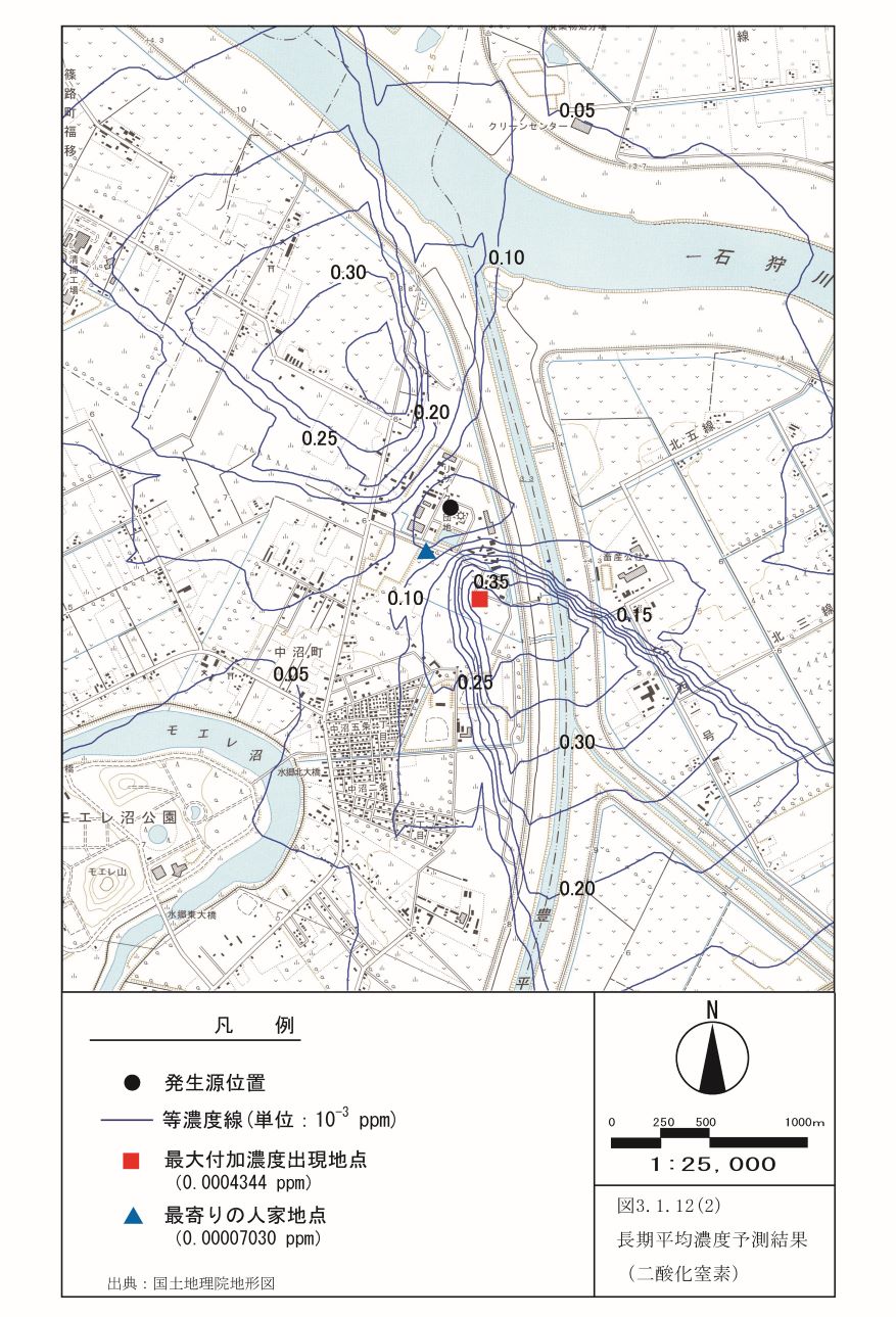 大気長期平均濃度図（二酸化窒素）